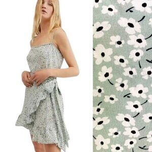 Free People Dress Olivia Slip Mini Sage Green Floral S